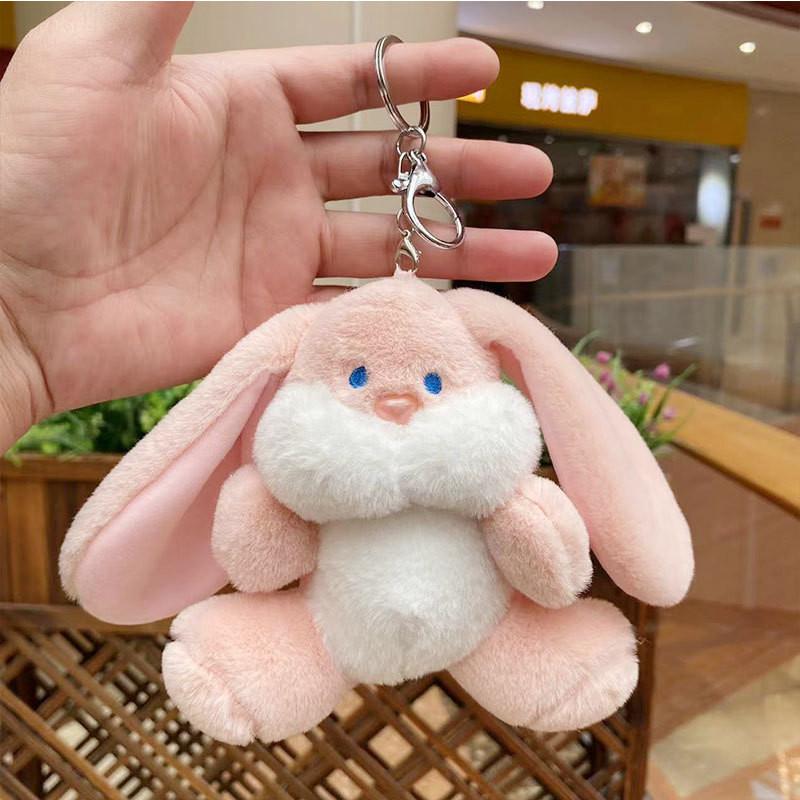 Plush Sweet Rabbit Keychain Colorful Cartoon Animal Stuffed Toy For Backpacks