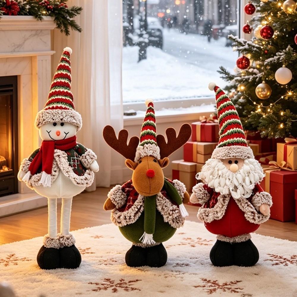 Adjustable Leg Santa Standing Figurine Santa Xmas Snowman Decor Doll