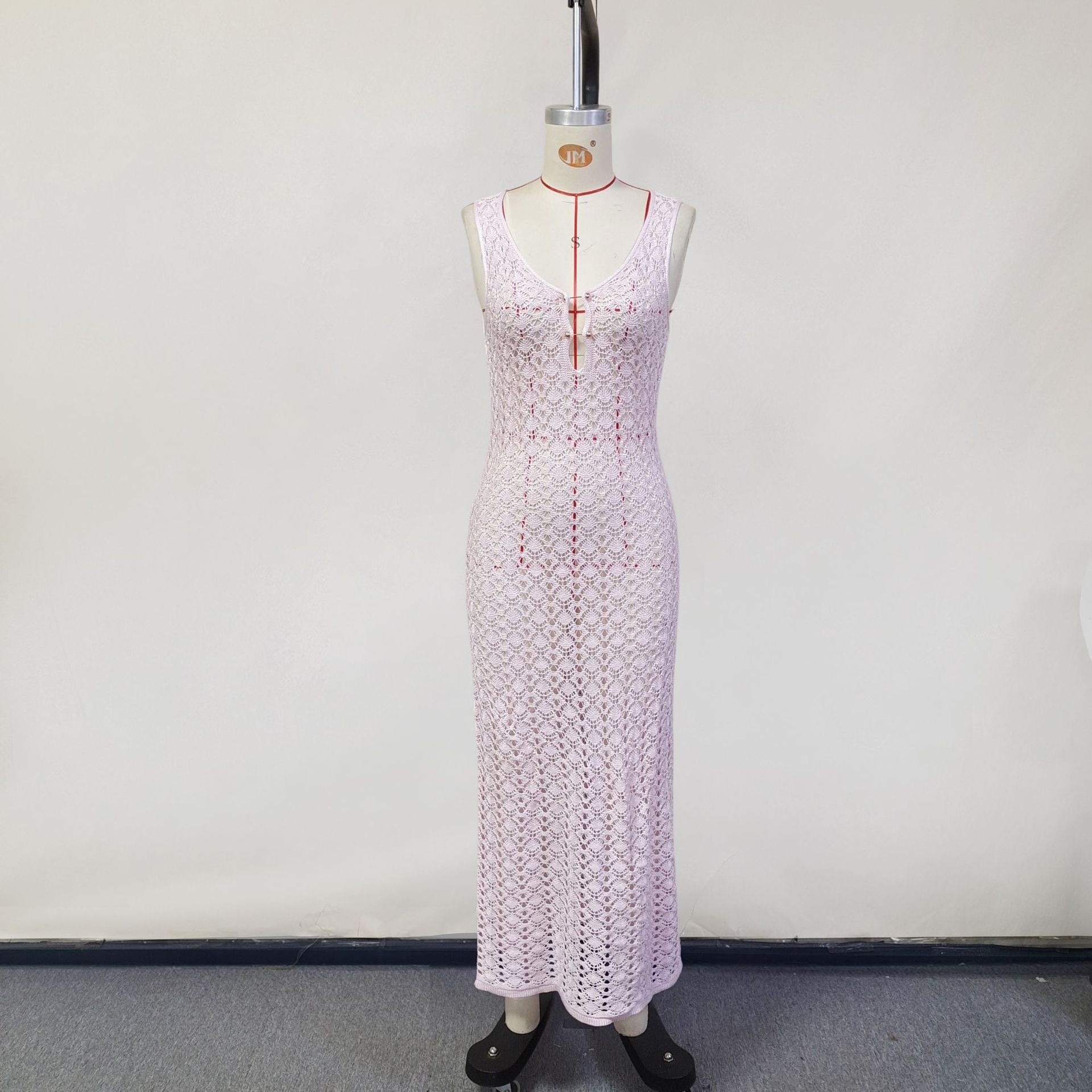 

Новый весенне-летний жилет, юбка, вязаное сексуальное ажурное платье-рубашка для отпуска L