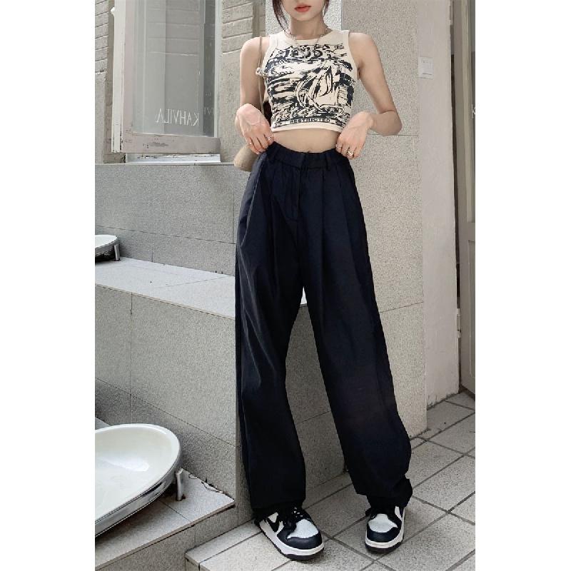 Lightweight casual pants for women, 2026 new model, high-waisted, slimming, wide-leg, loose-fitting long pants