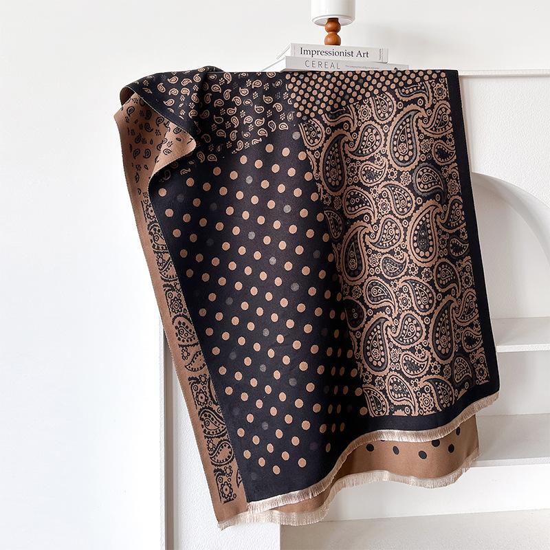 Korean Version Of Light Luxury Contrasting Colors, Double-Sided Imitation Cashmere Scarf, Winter High-End Warm Shawl