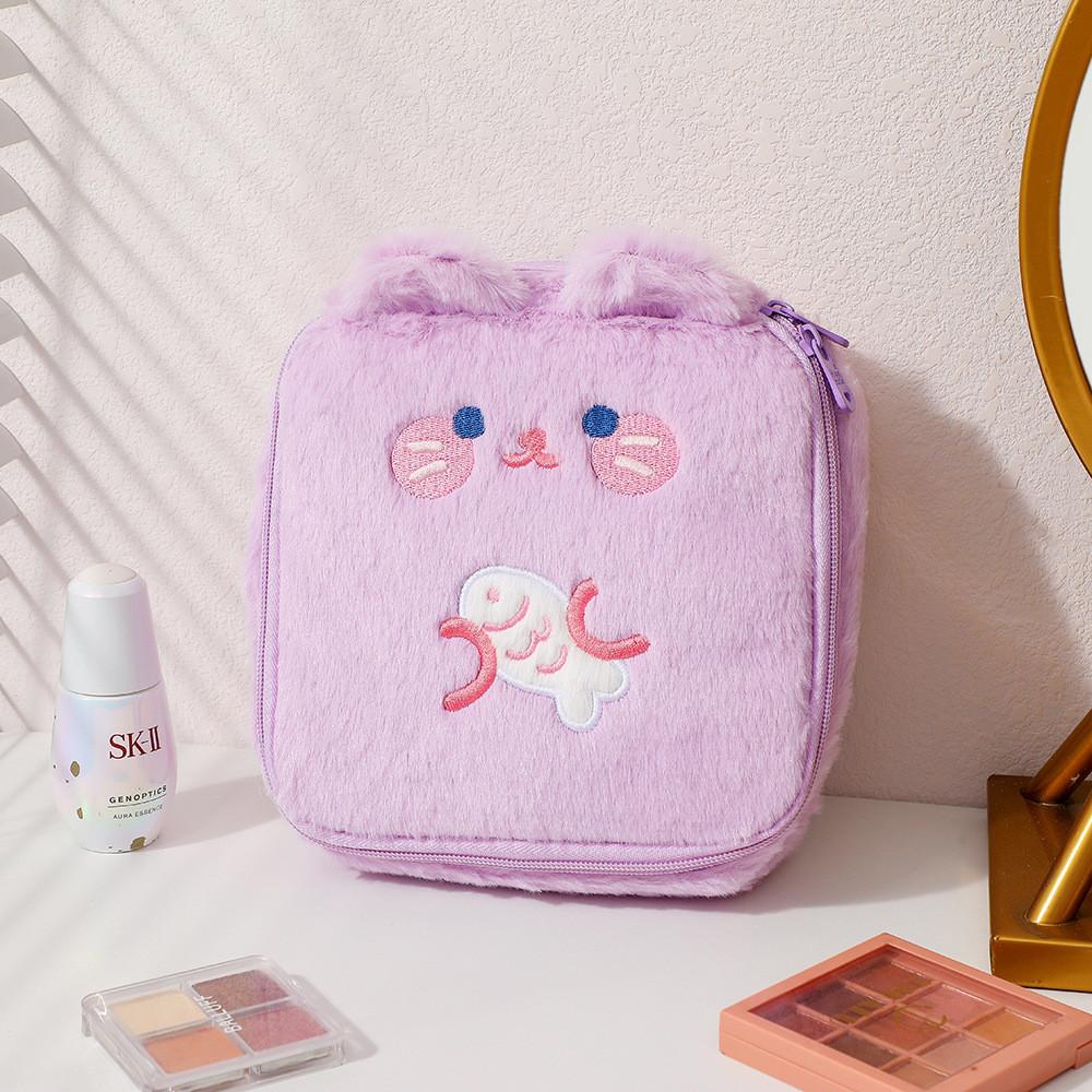 Cute Plush Pig Pen Pouch Large Capacity Korean Style Embroidered Makeup Organizer