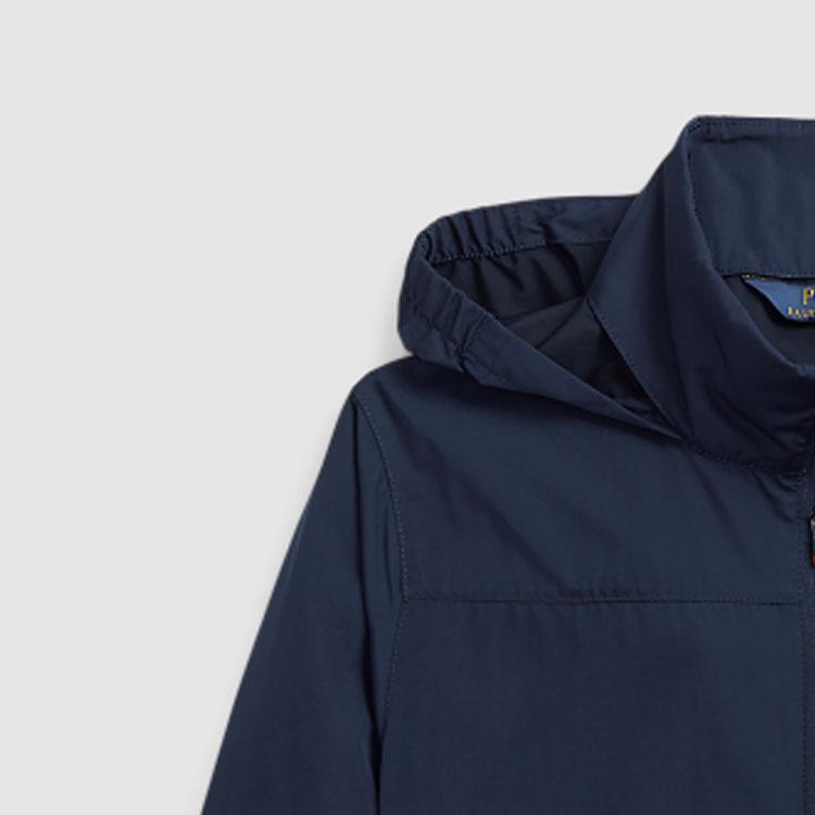 Polo Ralph Lauren Jacket Ss24 Solid Color Small Pony Embroidery Water-Resistant Hooded Zipper Casual Kids Jackets Dark-Blue CWPOOTWY6020290-410