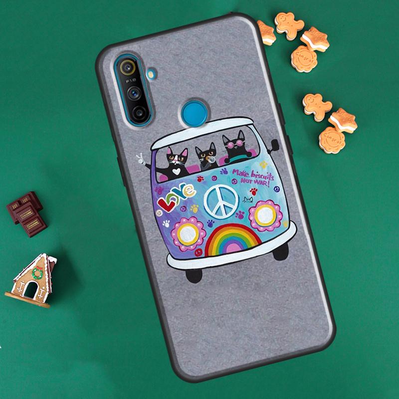 Hippy Peace Bus Cat For OnePlus 9R 8T Nord2 9 10 Pro Case For OPPO Realme 9i 8i 8 Pro GT Neo 2 GT Master Cover