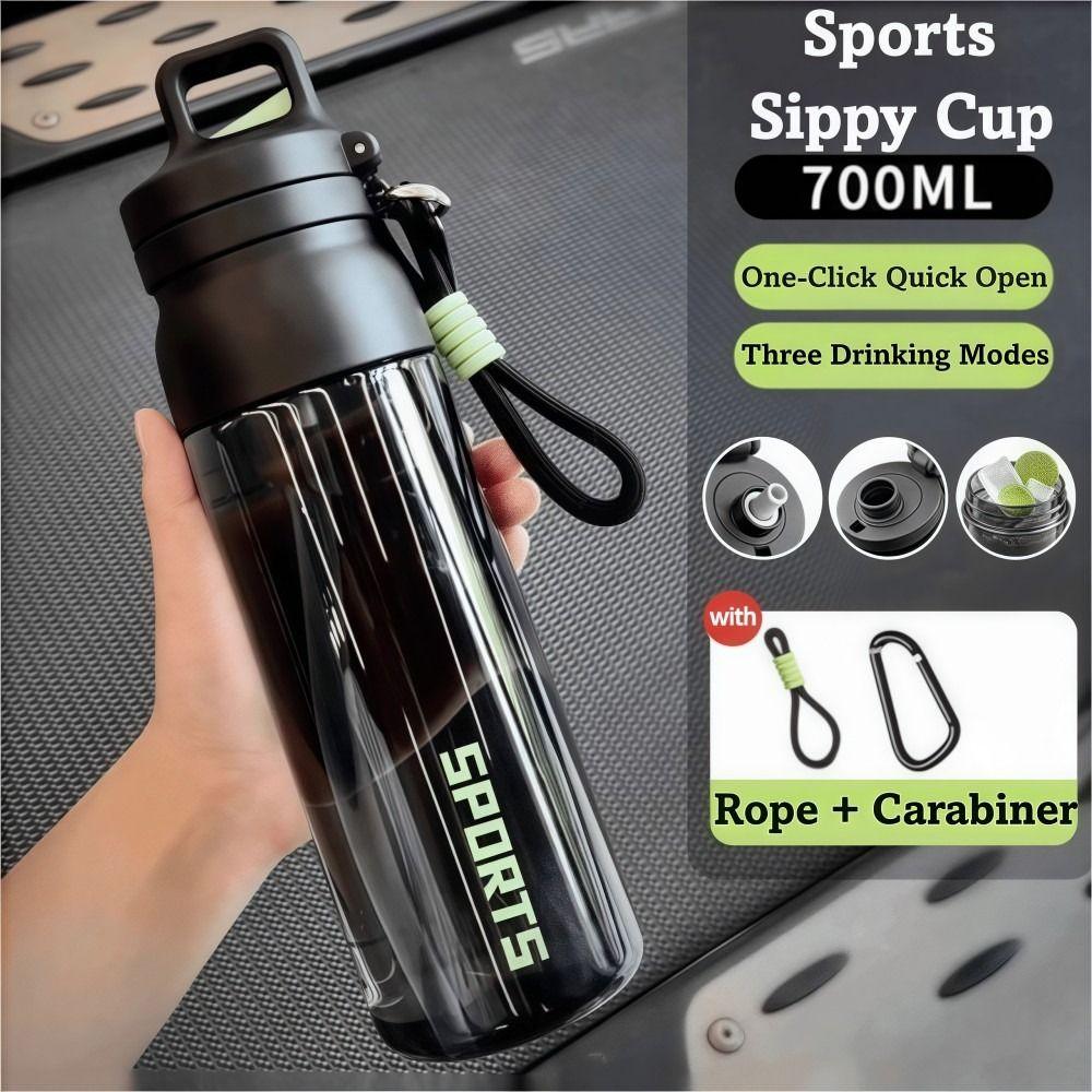 700ML Sports Straw Cup Heat-Resistant with Hanging Buckle Cycling Water Bottle Large Capacity Portable Student Water Cup