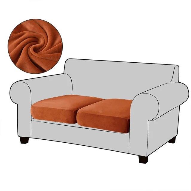 White Velvet Sofa Seat Cushion Cover Elastic for Living Room Corner Couch Cover Stretch Sofas Case Seat Slipcover 1/2/3/4 Seater