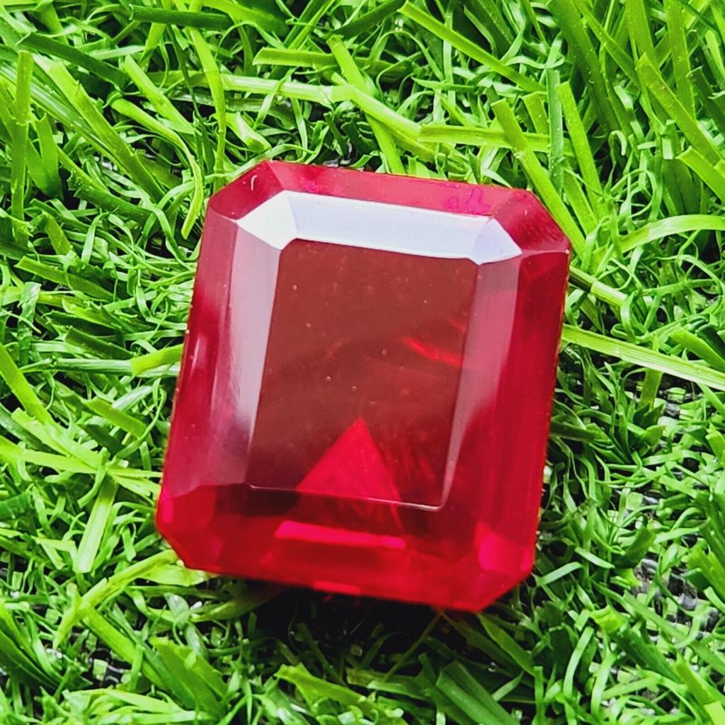 76.40 Ct Heated Ceylon Red Ruby Emerald Cut Faceted Loose Gemstone