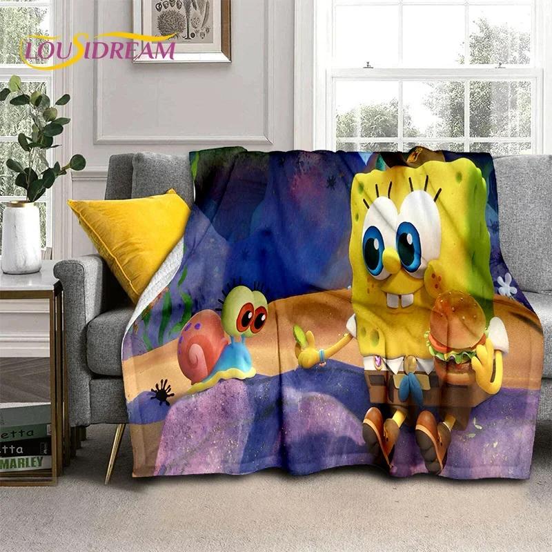 Funny S-SpongeBob Patrick Star Cartoon Soft Flannel Blanket for Beds Bedroom Sofa Picnic,Throw Blanket for Outdoors Leisure Gift