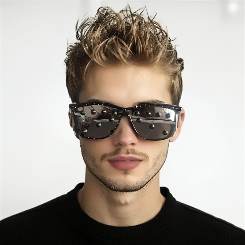 Trendy Unisex Studded Eyewear With Practical PC Frame And Metal Cool Rivets Eyeglasses For Casual Event And Travel