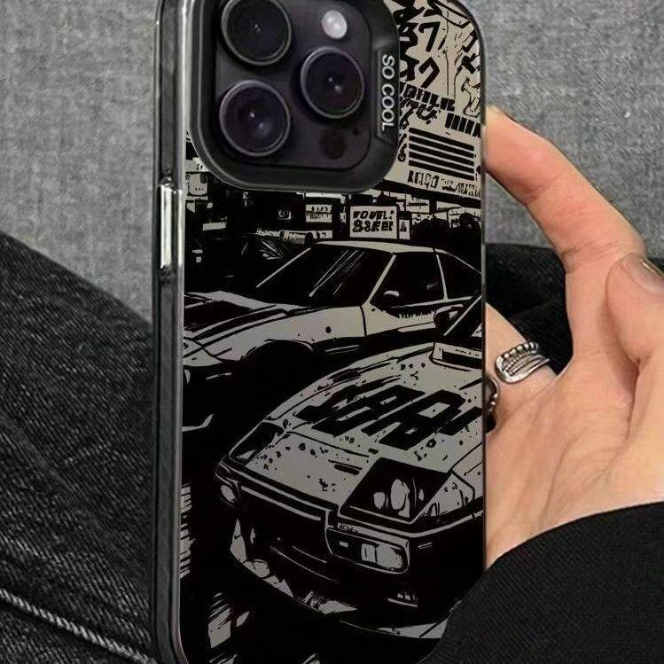Black Sports Car Protective Case for Apple 16PROMAX/13/11PROMAX, Frosted Design