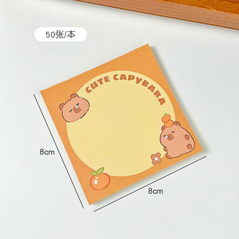 Kapibala Sticky Notes Cartoon Not Pasted Sticky Notes Paper Glue-free Elementary School Creative Notepad Memo Pad Stationery