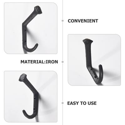 4 Pcs Hangers Cast Iron Bent Nail Hook Unique Wall Hooks Road Stud Vintage Metal Key Hat for Coat Hanging Storage