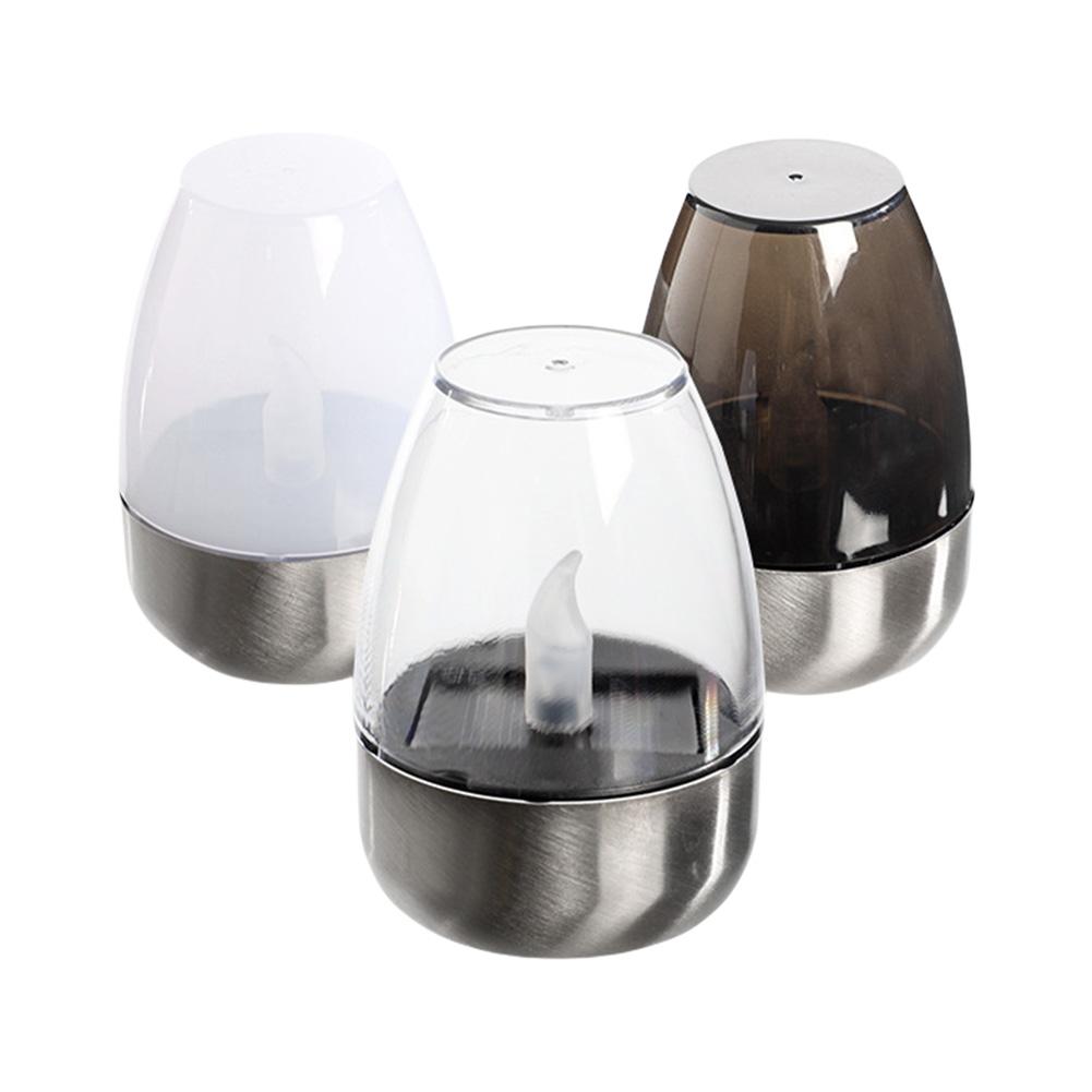 Solar Flameless Candle Lamp Stainless Steel Flashing Candle Lamp Waterproof LED Candle Light for Birthday Party Decoration