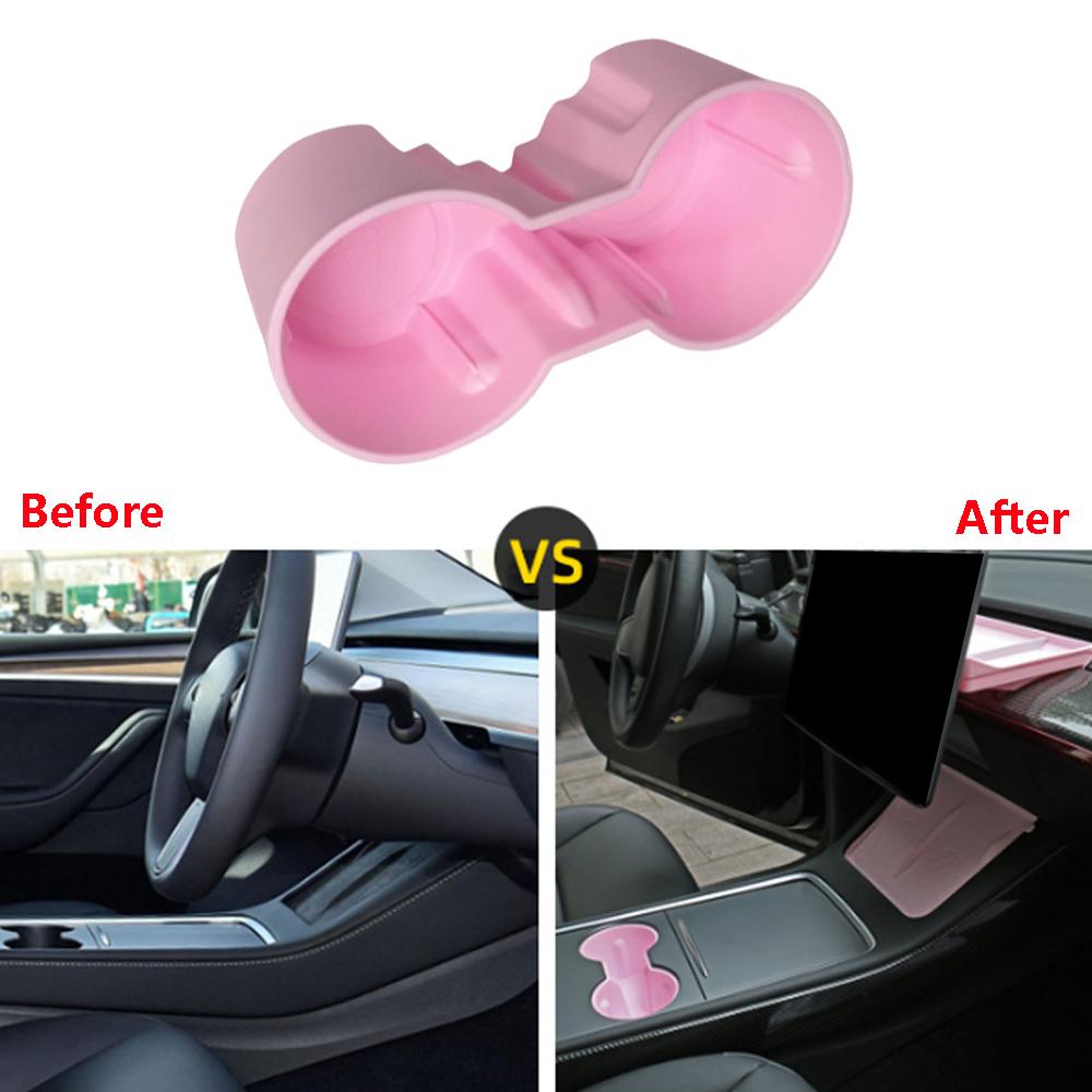 

TPE Water Cup Holder Accessories Water Proof Console Cup Holder Insert Double Hole Holder for Tesla Model 3 Model Y 2024 2024 розоватый
