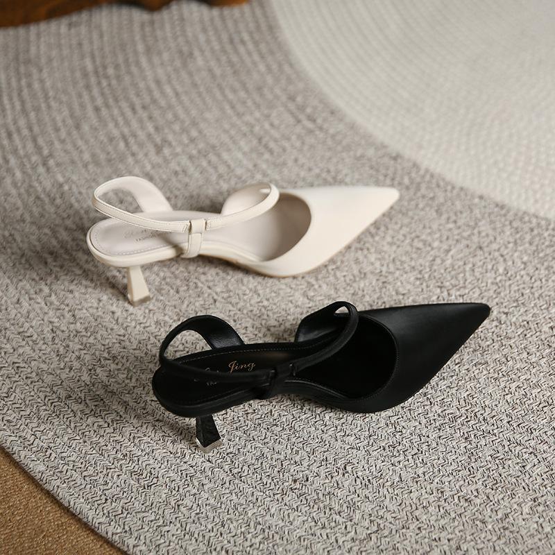 699-63 Sandalen mit hohlem Absatz und spitzer Zehenpartie für Damen, Sommer neu, dünner Absatz, hohle Sandalen, ein Wort mit Mode Damenschuhe