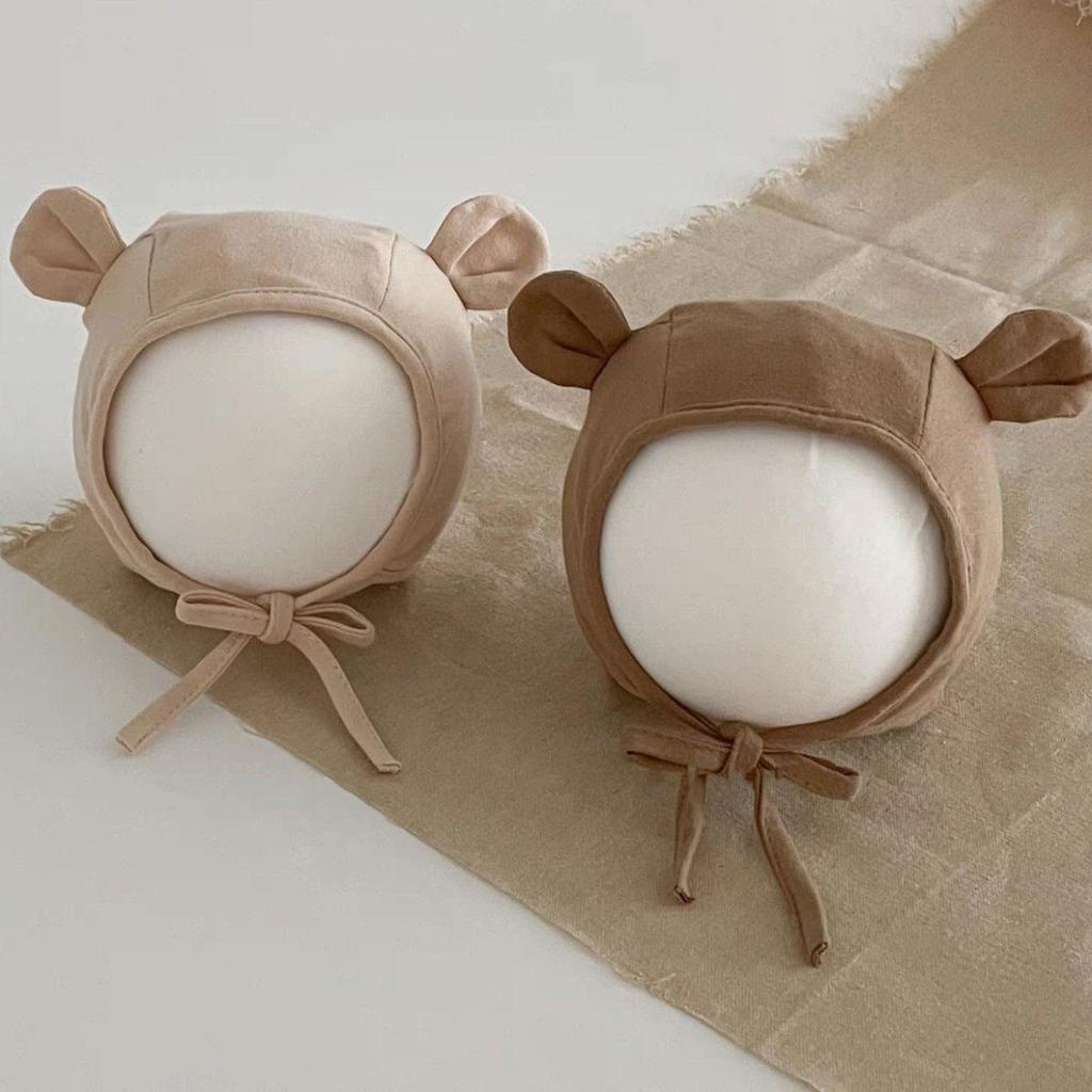 Newborn Pure Cotton Ear Protection Pullover Hat with Lace-up - Cute & Adorable for Spring & Autumn
