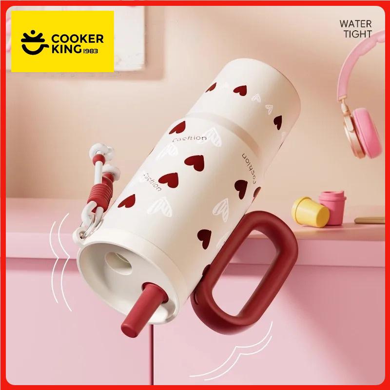 COOKER KinG 720ML Car Thermal Mug 316 Stainless Steel  Straw Insulated Ice Cup Tumbler with Handle Stylish Insulated Coffee Cup