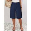 Damen Mid-Rise Kordelzug Bermuda Shorts Locker Basic Pendler Polyester Caprihosen