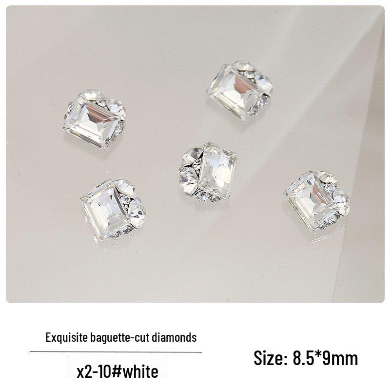 Luxury Crystal Diamond Nail Art: Rectangle & Square Shapes, Super Flash Finish, Versatile Manicure Accessory.