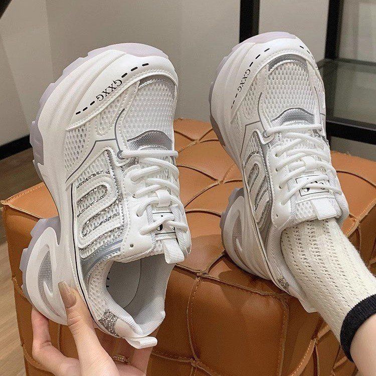 

Летняя обувь женская новая повседневная спортивная обувь толстая подошва увеличивающая рост папа сетка универсальная дышащая для пары 40 белый