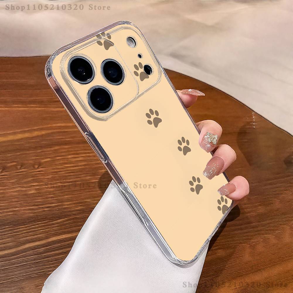Pet paw prints Phone Case For iPhone 17,16,15,14,13,12,11 Pro,Max,Plus,XR,Mini,E Clear Full-coverage Soft Cover
