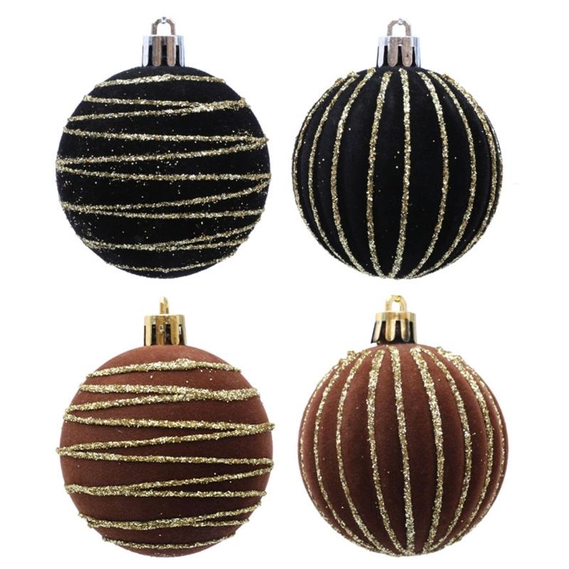 1 Box Flocking Ball Christmas Tree Decorations Multi Color Holiday Ornaments For Festival Home Party Decoration