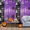 Halloween Tassel Door Curtain, Black Purple Beaded Curtain for Party Decoration, 200100cm