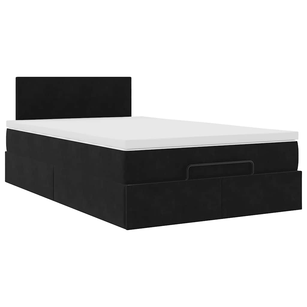 Ottoman Bed with Mattress Black 120x190 cm Velvet