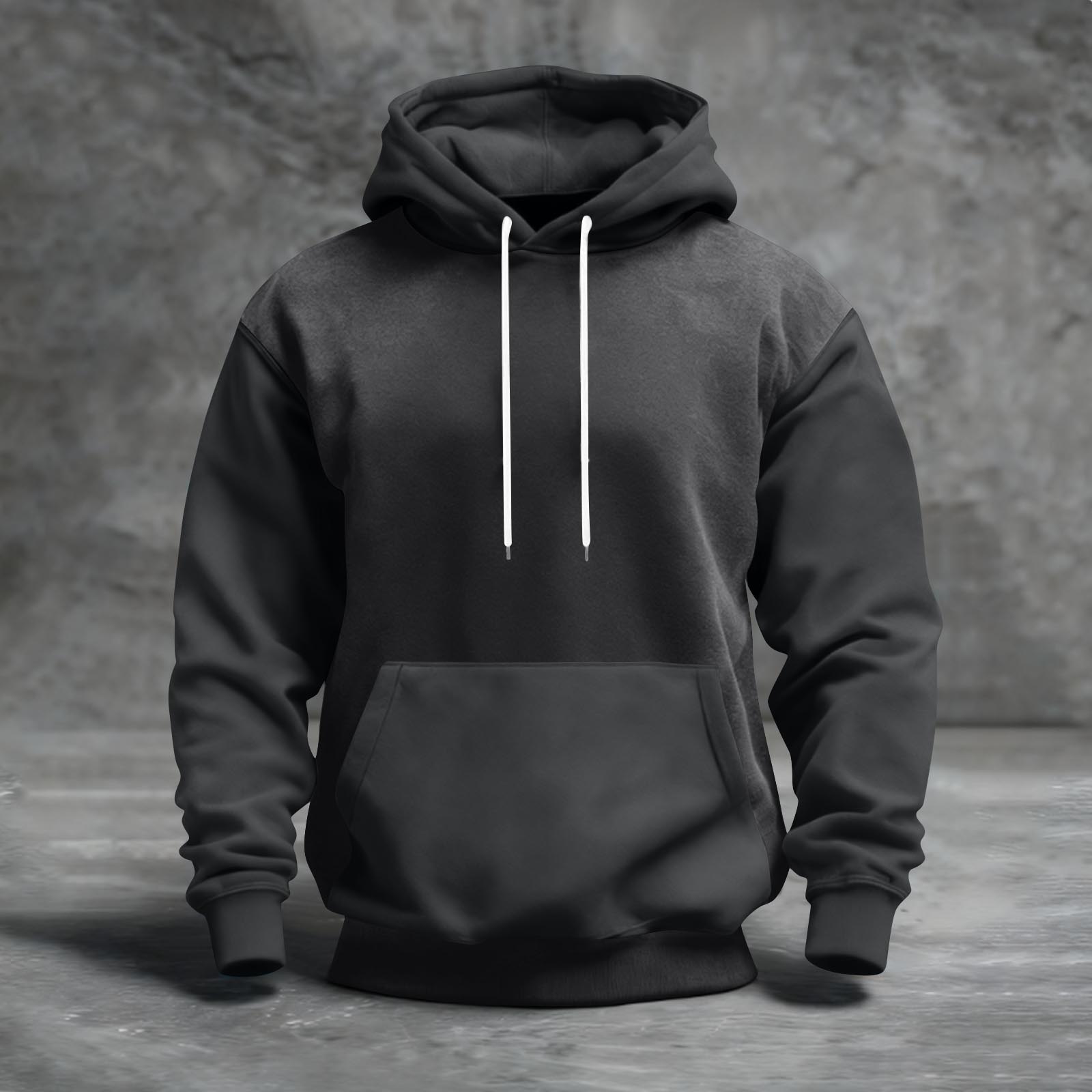 

Мужская толстовка с капюшоном в стиле колор-блок с карманами, повседневная и удобная L