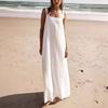 Vestido Largo de Mujer sin Mangas con Cuello Cuadrado Rayas Verticales Suelto a Media Cintura Vestido de Verano