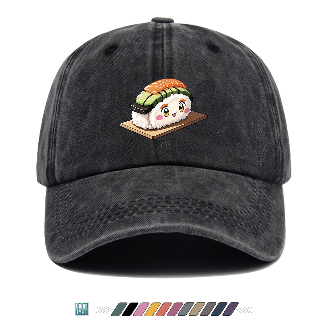 Pc Sushi Print Trucker Hat QuickDry Breathable SushiThemed Cap with Sushi Roll Unisex Adjustable Buckle Closure for Outdoo