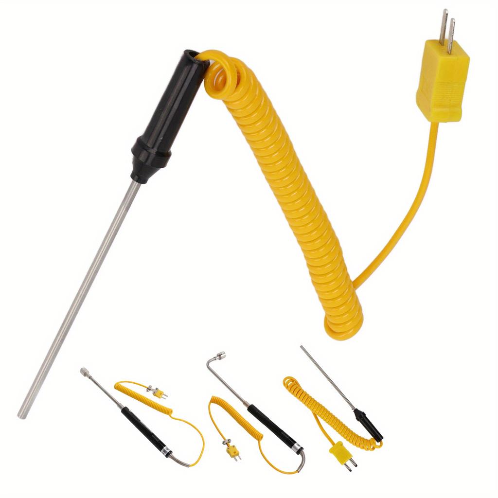 Thermoelement Typ K, hitzebeständiger Thermoelementsensor aus Stahl mit isoliertem Griff, hohe Genauigkeit, schnelle Reaktion, geeignet für Temperaturprüfungen