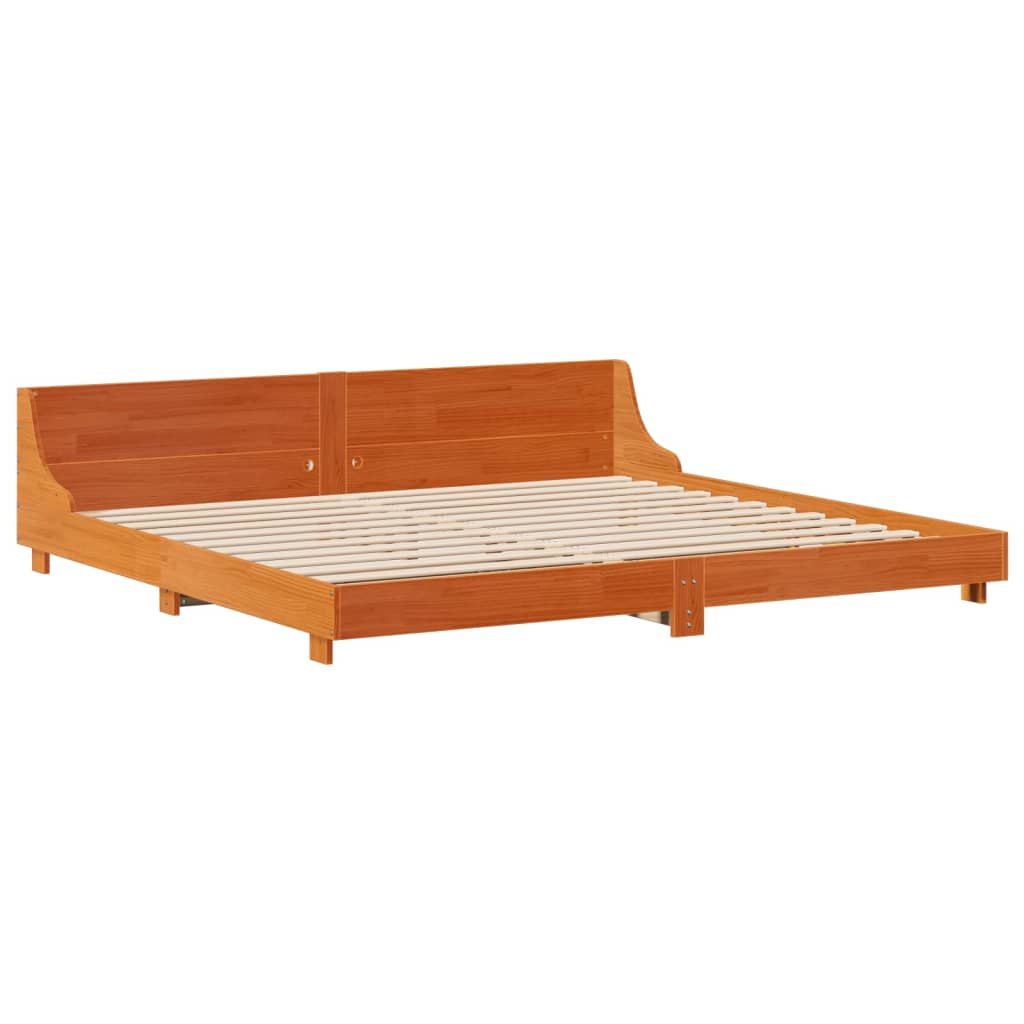 Solid Wood Bed Without Mattress Wax Brown 200x200 Pine Wood