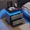 Table de nuit LED - MUVOE - Moderne - 2 Tiroirs - Multicolore - Design Contemporain