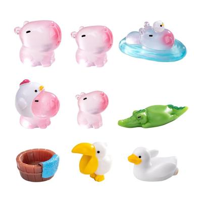 Cartoon Luminous Capybara Statue DIY Accessories Car Ornament Miniature Capybara Figurines Dollhouse Decoration Toy