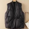 Autumn and Winter Light Down Cotton Clothes Vest Buckle Cross Neck Padded Cotton Vest Women's Retro Mother Winter Coat