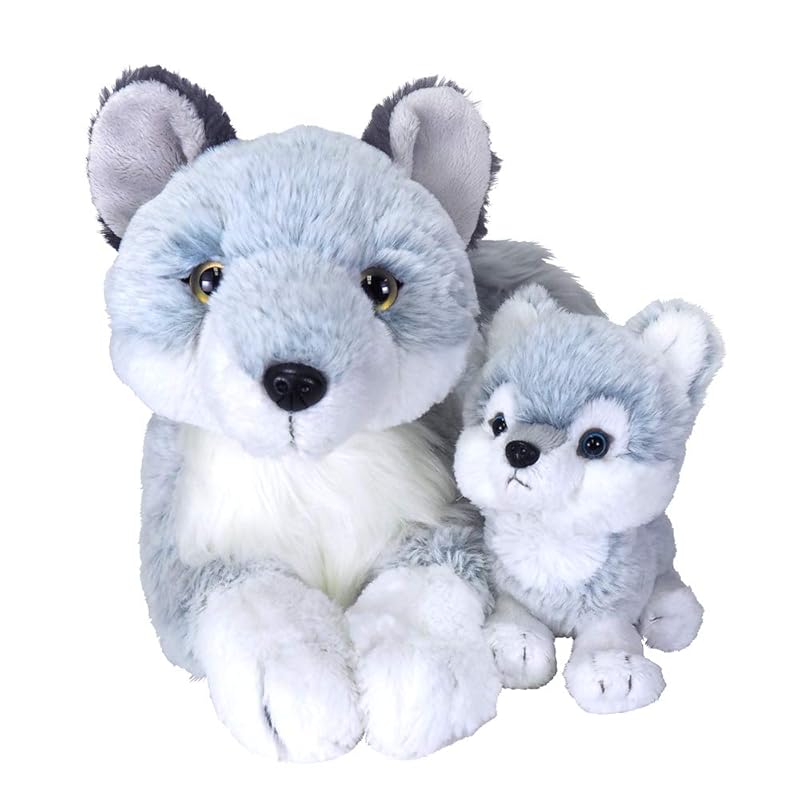 SunLemon Fluffy Wolf Blue Small 16x8x13cm Plush Animal P-6172