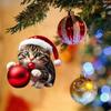 3D Acrylic Cartoon Cat Pendant Holiday Christmas Tree Ornaments 1pcs Xmas Gift Box Car Swinging Pendant Car Interior Decoration