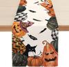 Linen Halloween Table Runner Pumpkin Spider Web Skull Dining Table Decoration Scary Table Cover For Halloween Dinner Party Decor