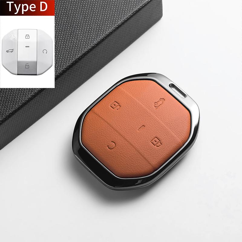 For Jetour Freer Freedom T2 Freer Traveller T1 2025 Leather Metal Car Smart Key Case Cover Fob Car Key Protection Shell Holder