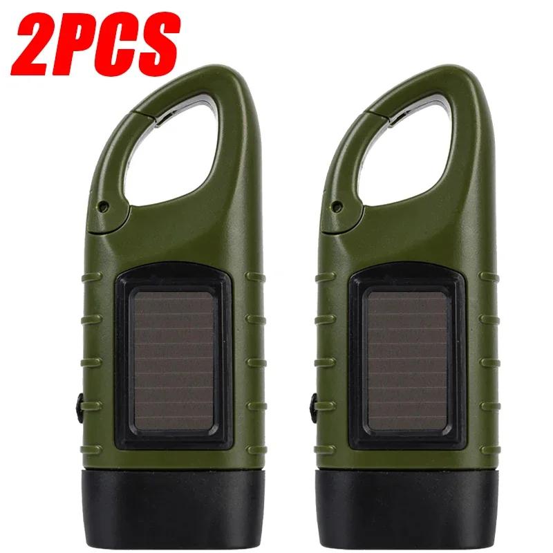 LED Flashlight Hand Crank Solar Powered Survival Gear Self Powered Torch , Emergency Flashlights For Hiking, Camping, Running