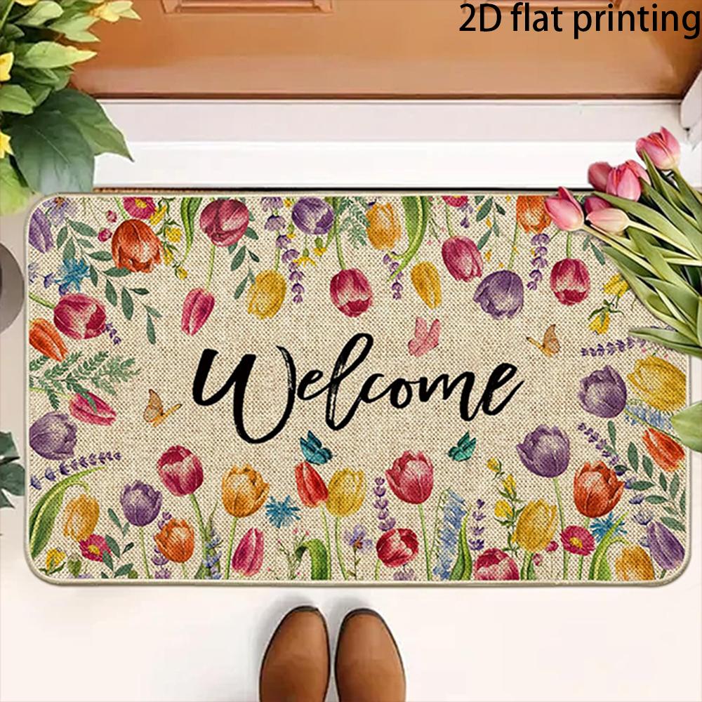 

2D FLAT/1pc Floral Welcome Door Mats For Home ,Suitable for indoor and outdoor doorways, door mats for decoration. 40cm x 60cm