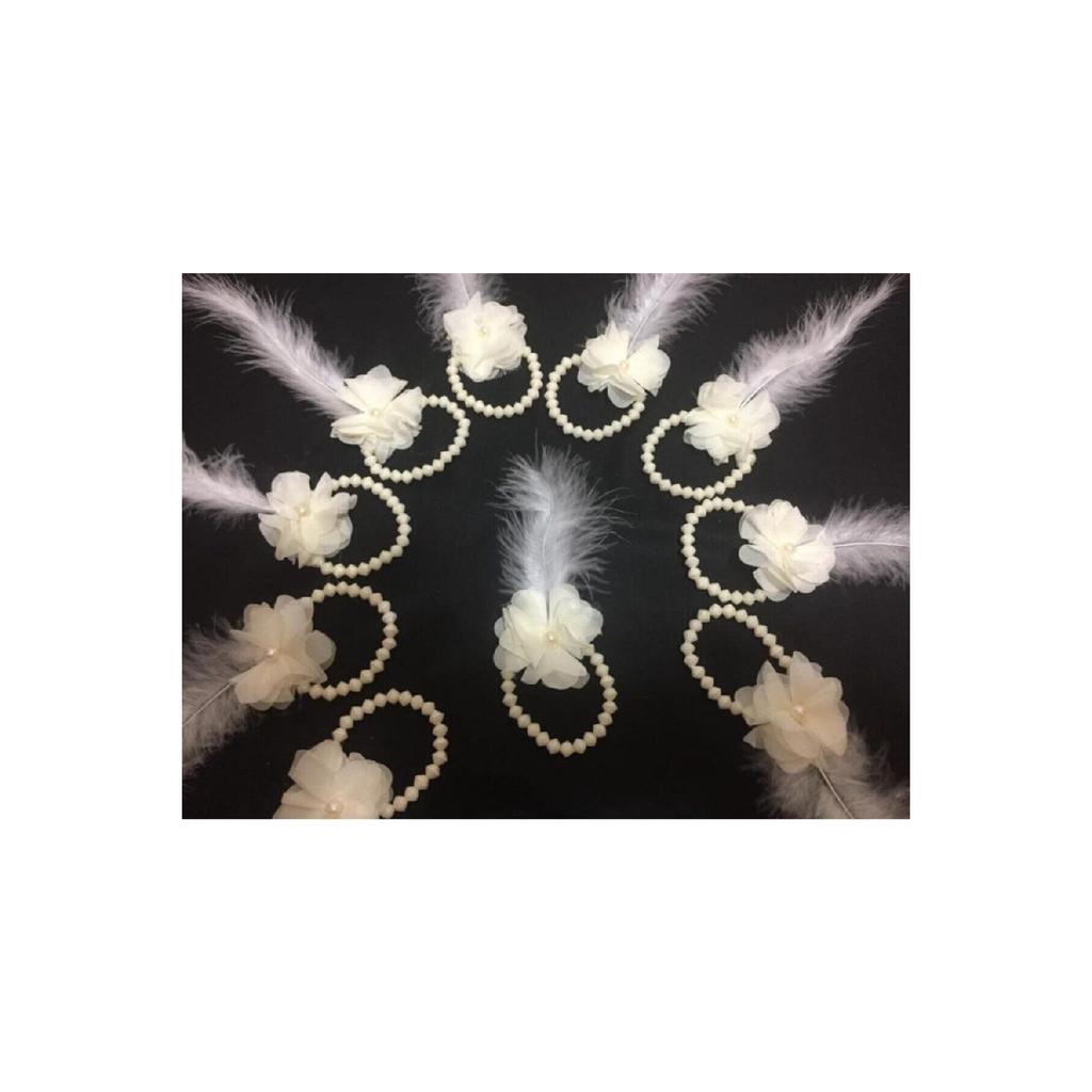 1 Piece Bride's Crown And Bracelet 10 Pieces Bridesmaid Bracelet With Pearls And Feathers