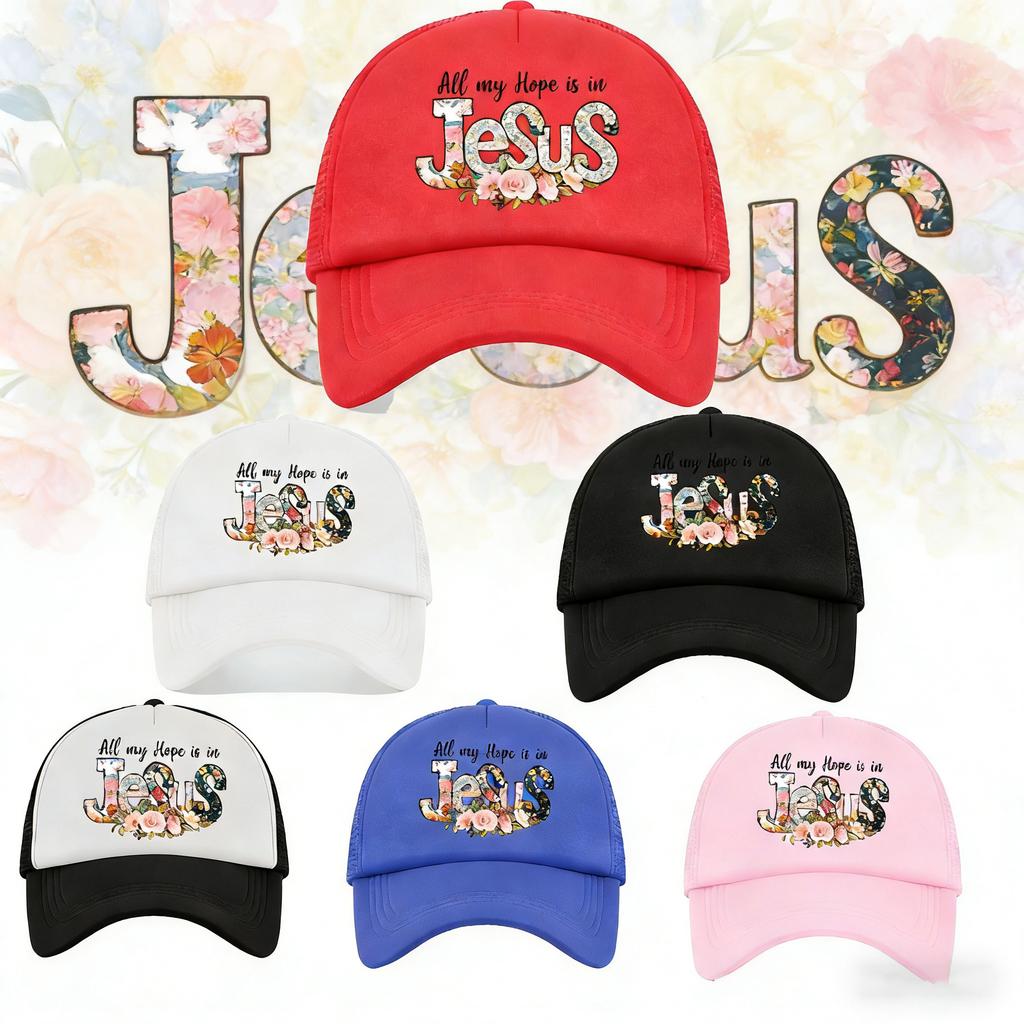 1PC American Retro Flower Jesus Mesh Hat | Multi Color Contrast+Breathable Mesh Fabric Belief Wearing Needs
