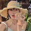 Parent-child vacation wind floral lace straw hat women's spring and summer seaside sunshade big brim sun hat