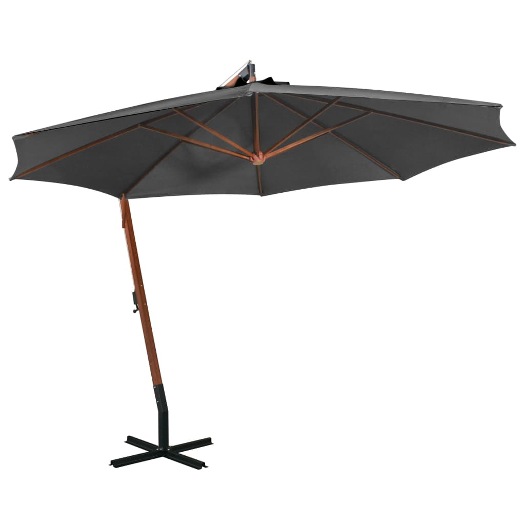 Buy Hanging Parasol with Pole Anthracite 3.5x2.9m Fir Wood at affordable prices — free shipping