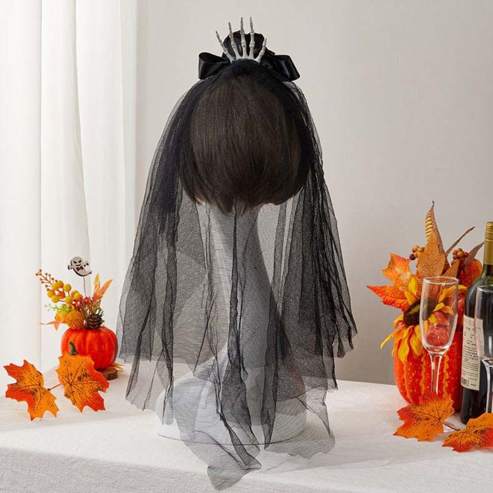 Punk Style Halloween Head Buckle Simulation Hairbands Cosplay Prop Hand Bone Hair Clip  Kids