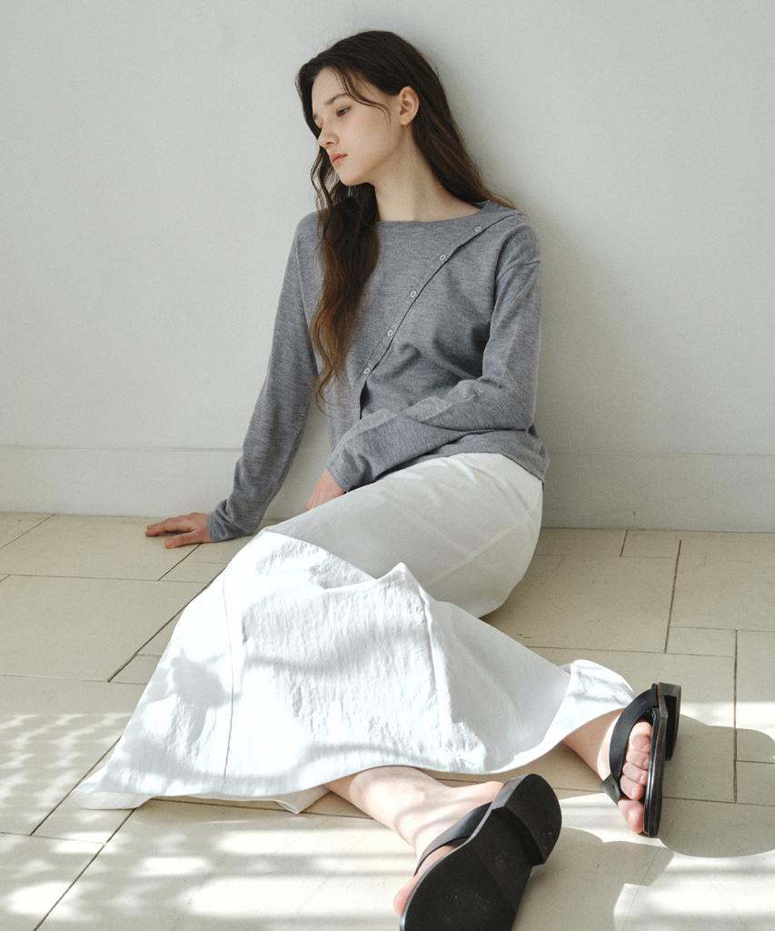 Wednesday Oasis For Woman Diagonal Button Round Knit_Gray(Wc26Kn07)