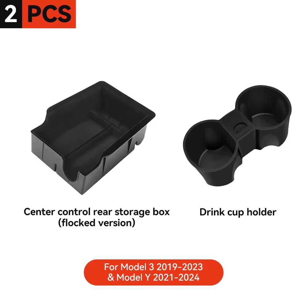 YZ For Tesla Model 3 2019-2023 Model Y 2021-2024 Storage Box Center Armrest Hidden Box Cup Holder Organizer Car Accessories