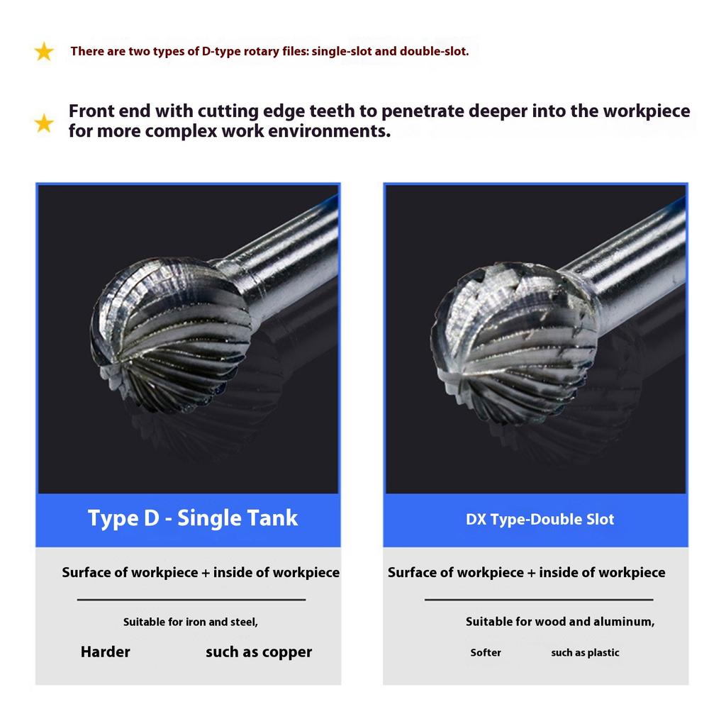 Carbides Rotary File Tool Double /Single Flute Design Point Burr Die Grinders For Metalworking Wood Carving Polishing